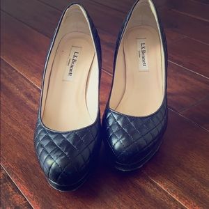LK Bennett sledge quilted Napa leather heels